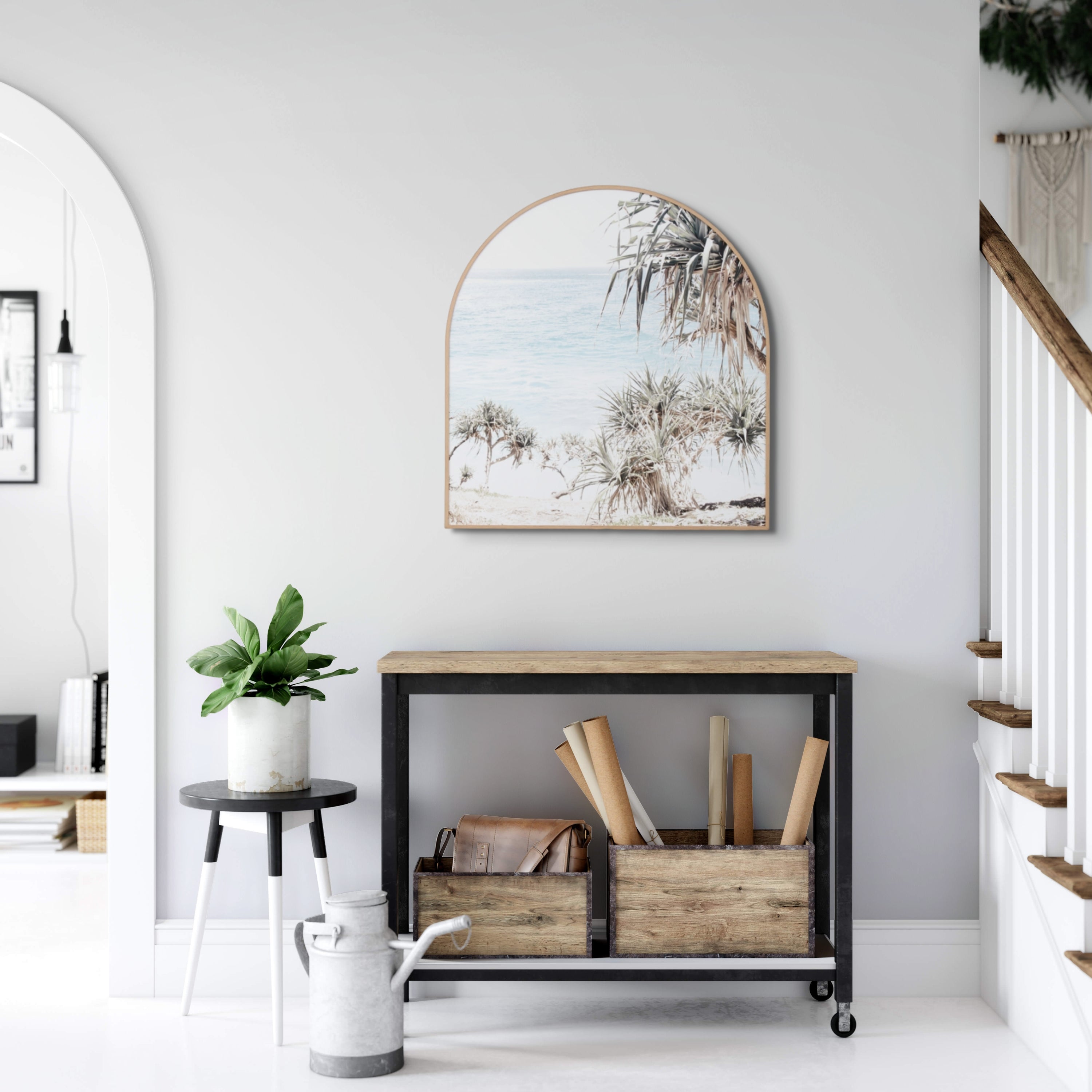Coastal Palms Framed Arch Print