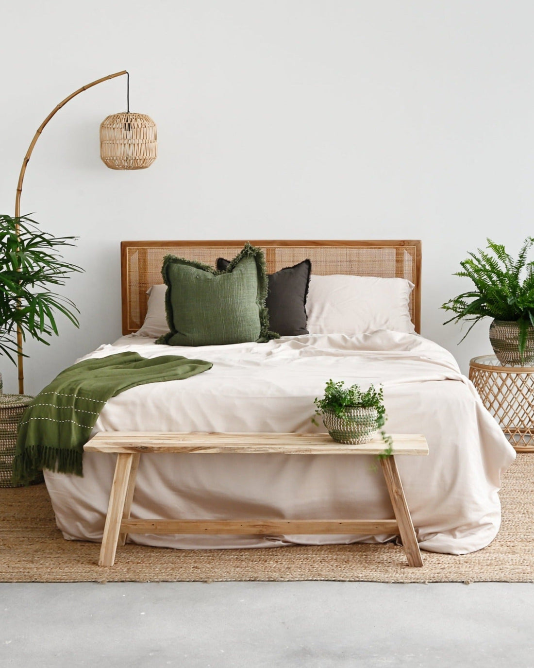 Havana teak and rattan bed frame