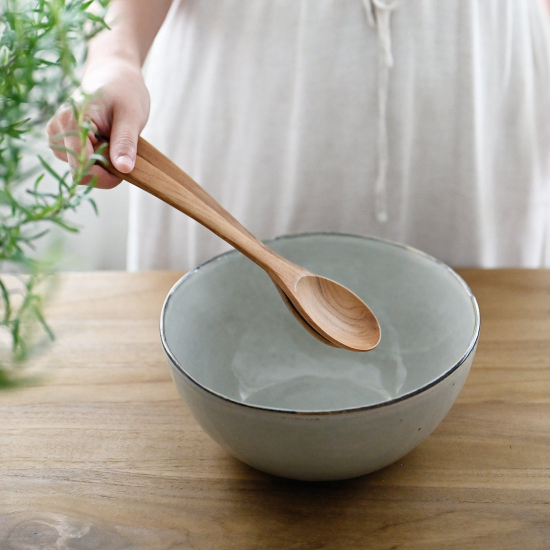 Glossy Stone Deep Salad Bowl