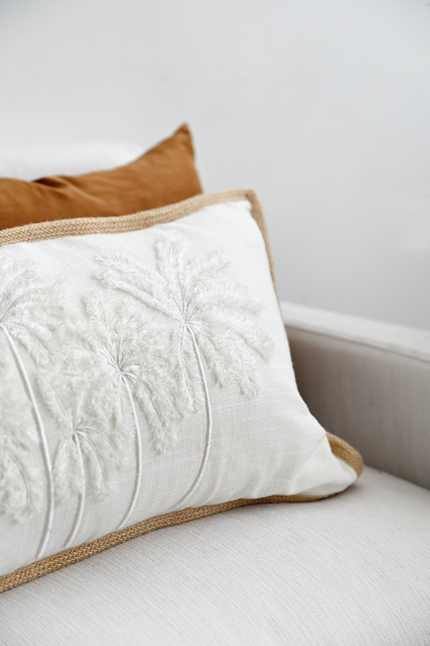 White Palm Tree Cushion - 60x35cm