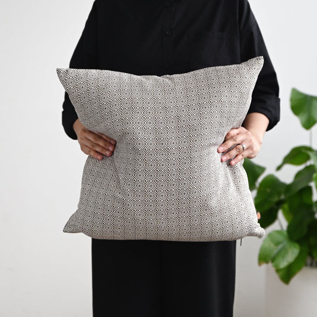 Kora Diamond Linen Square Cushion