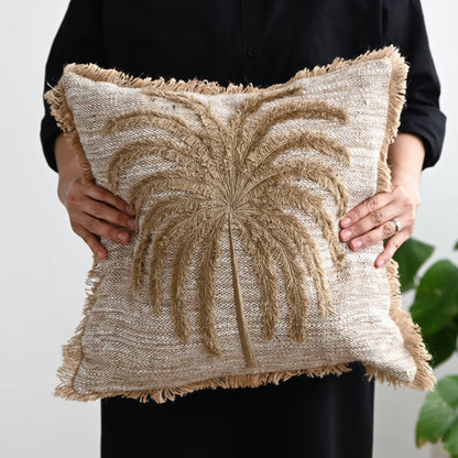 Palmtree Cushion with Fringe