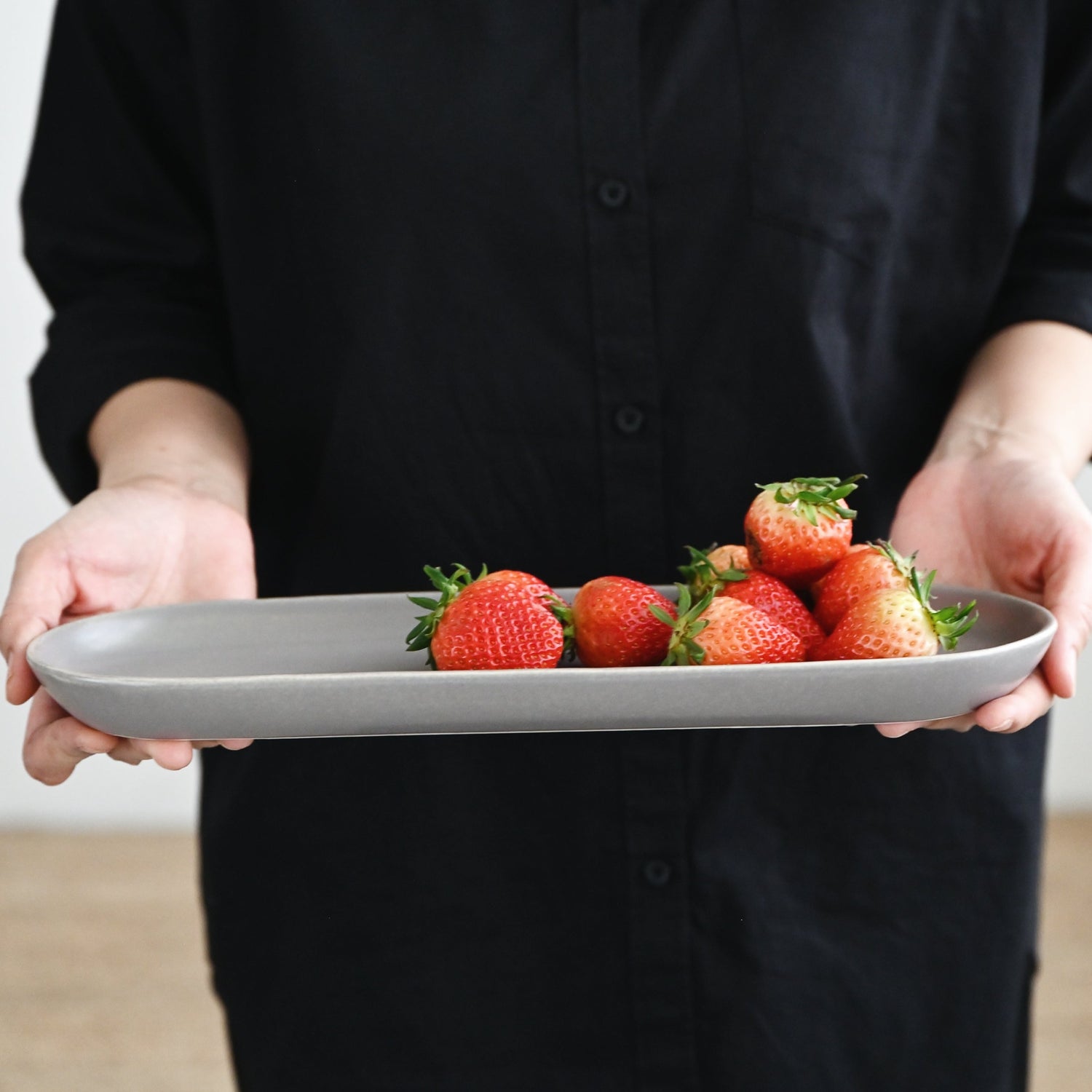 Matte Grey Oval Platter