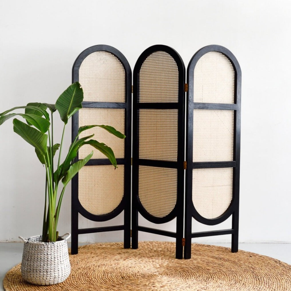 Teak and Natural Rattan Screen – Island Living