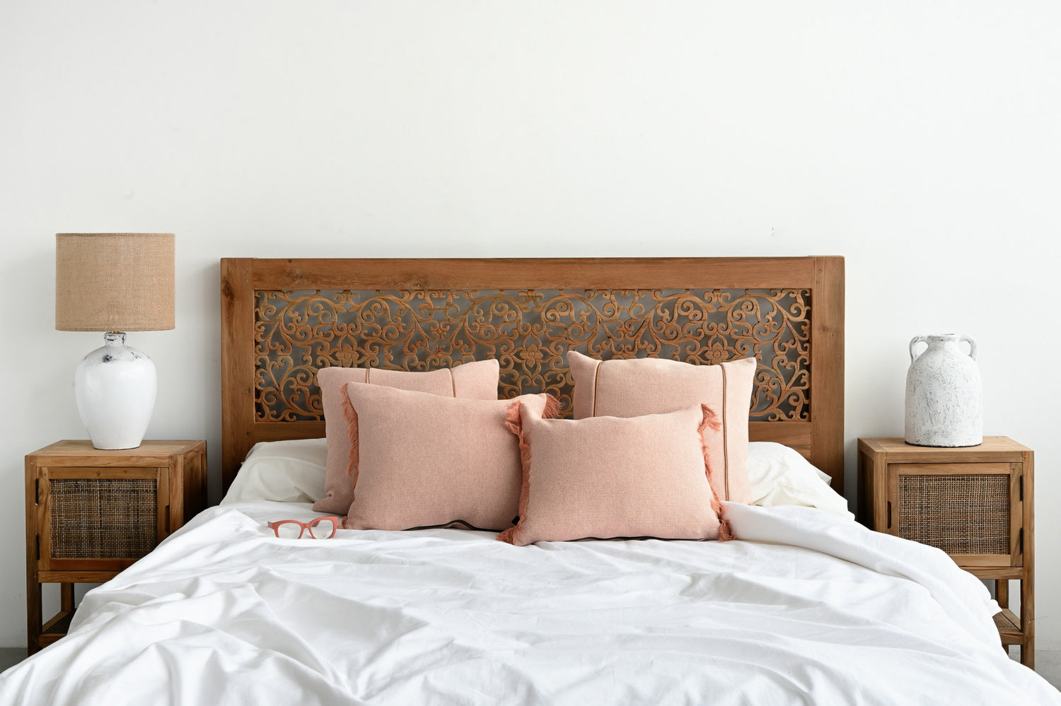 Blush Atlas Weave Square Cushion - 50cm x 50cm