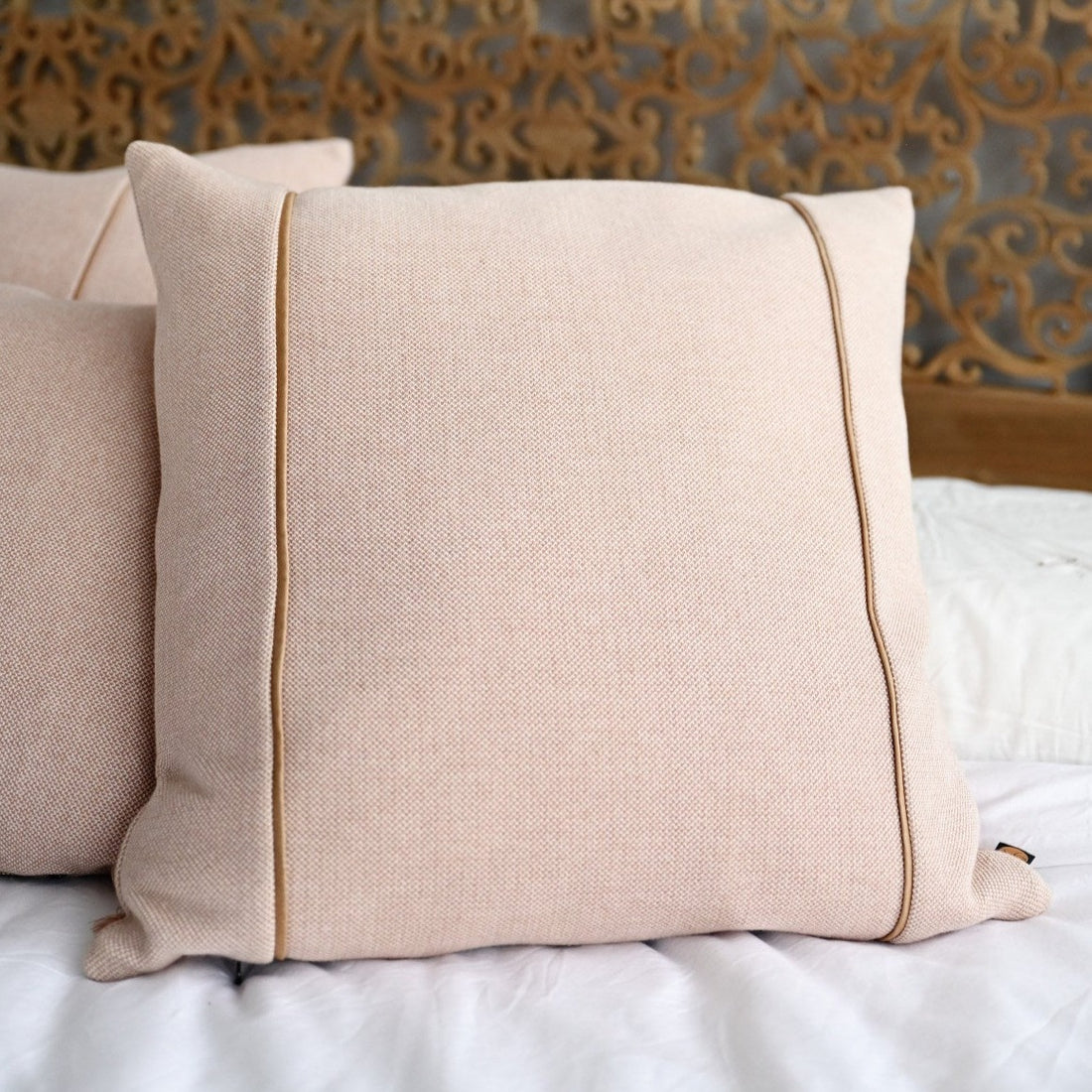Blush Atlas Weave Square Cushion - 50cm x 50cm
