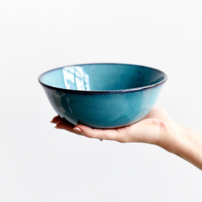 Glossy Byzantine Blue Deep Dish Bowl
