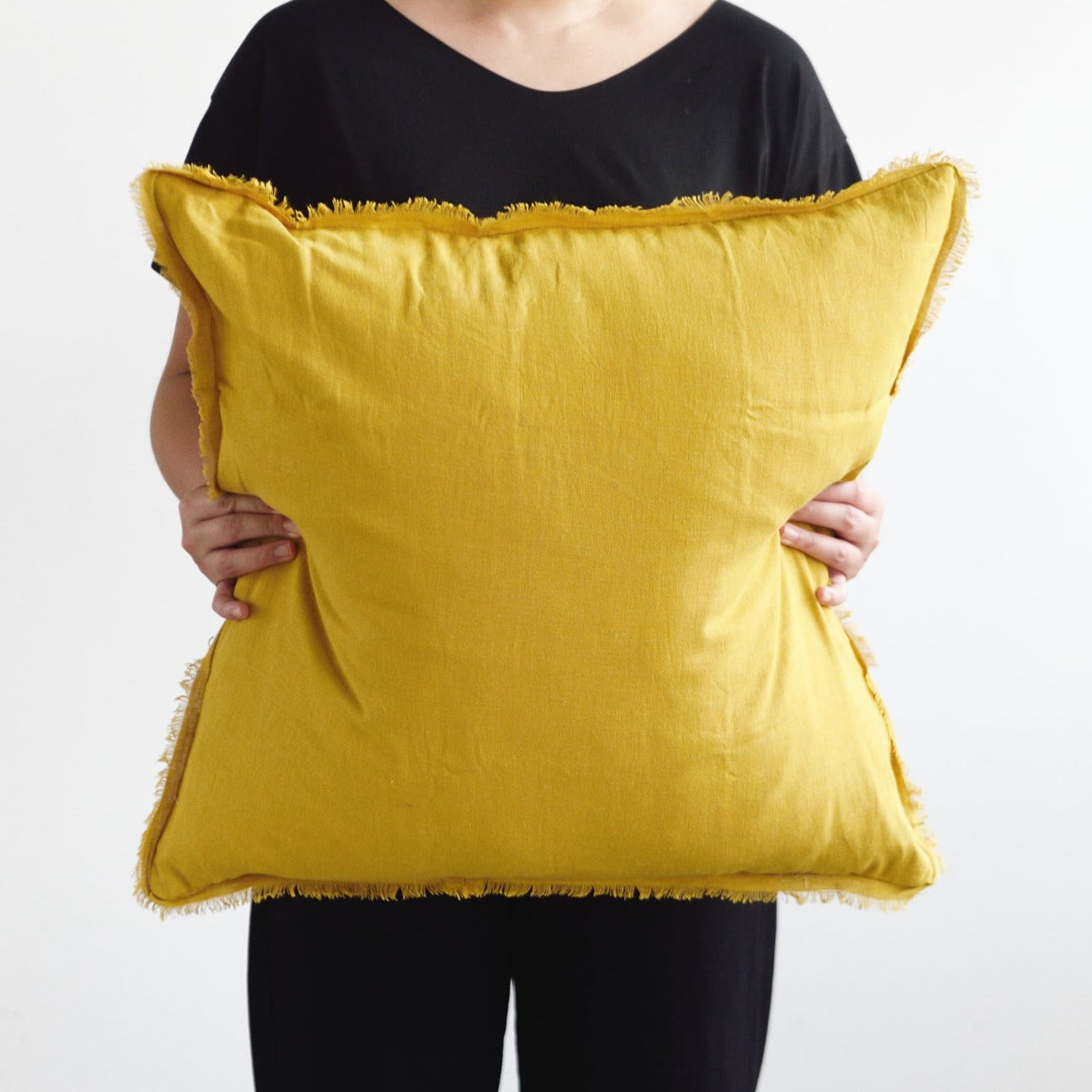 Mustard Freya Linen Cushion - 55cm x 55cm