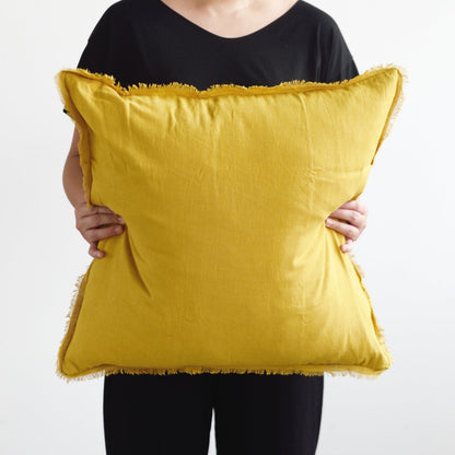 Mustard Freya Linen Cushion - 55cm x 55cm