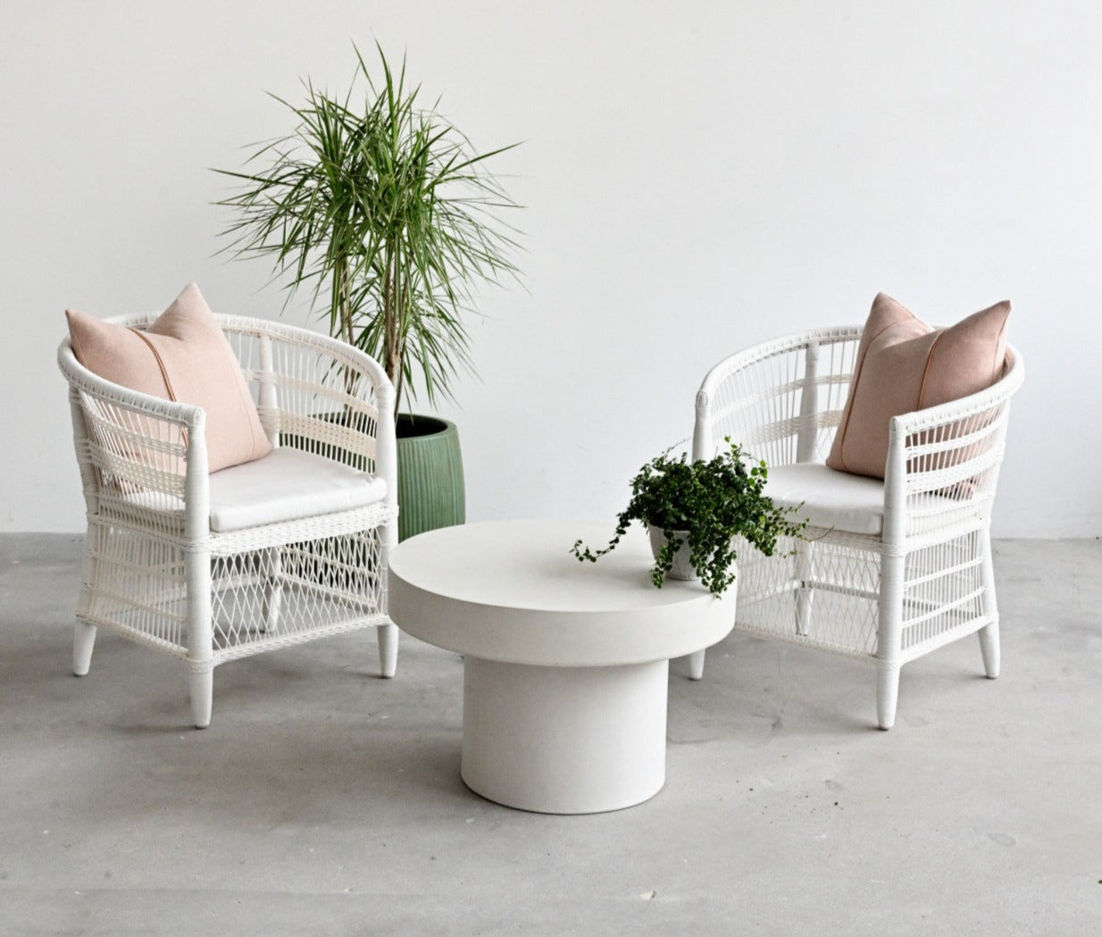 Pedestal Concrete Coffee Table - White