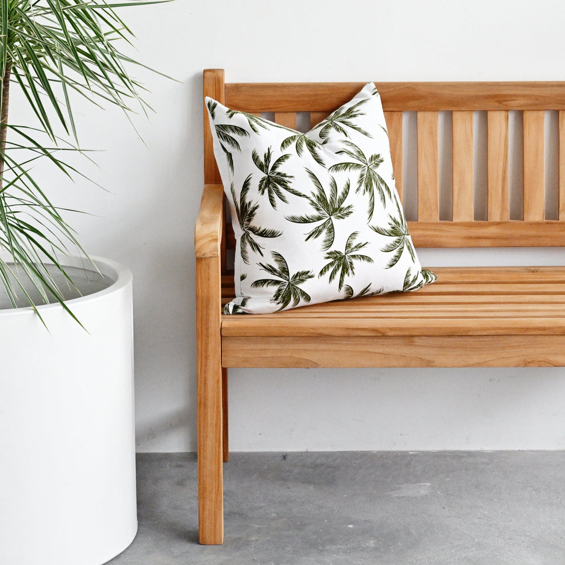 Olive Green Palm Leaves Cushion - 55cm x 55cm