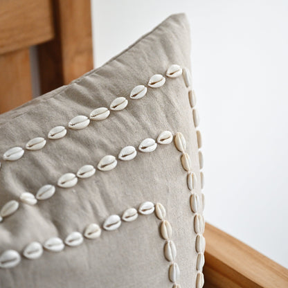 Natural Cowrie Shell Cushion - 55cm x 55cm