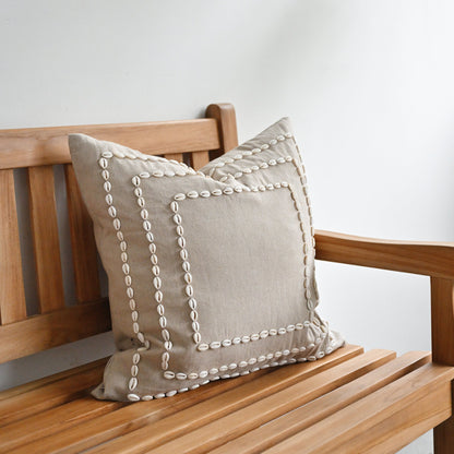 Natural Cowrie Shell Cushion - 55cm x 55cm