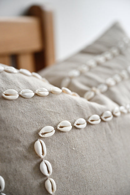 Natural Cowrie Shell Cushion - 55cm x 55cm