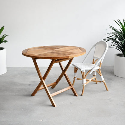 Round Outdoor Teak Folding Table