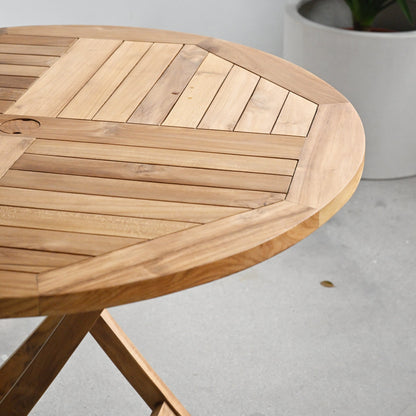 Round Outdoor Teak Folding Table