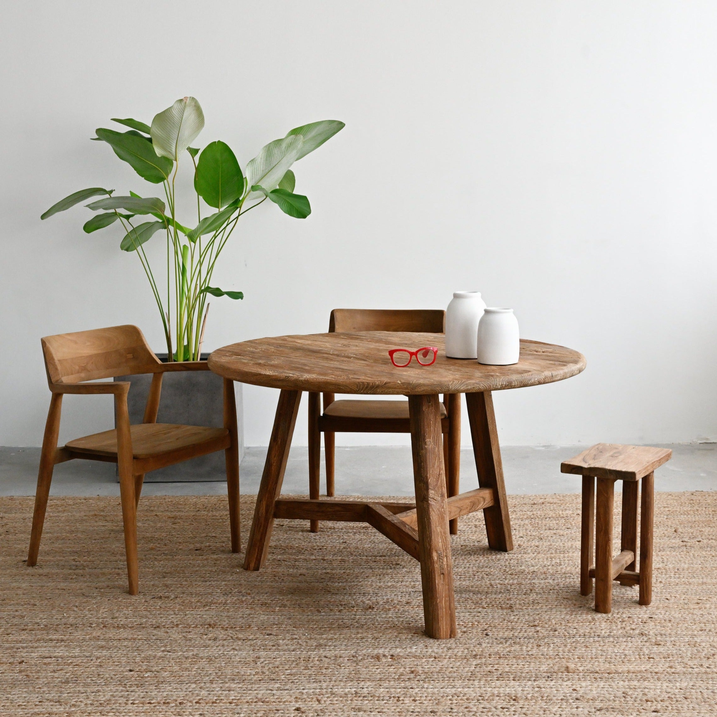 Rustic Round Teak Dining Table