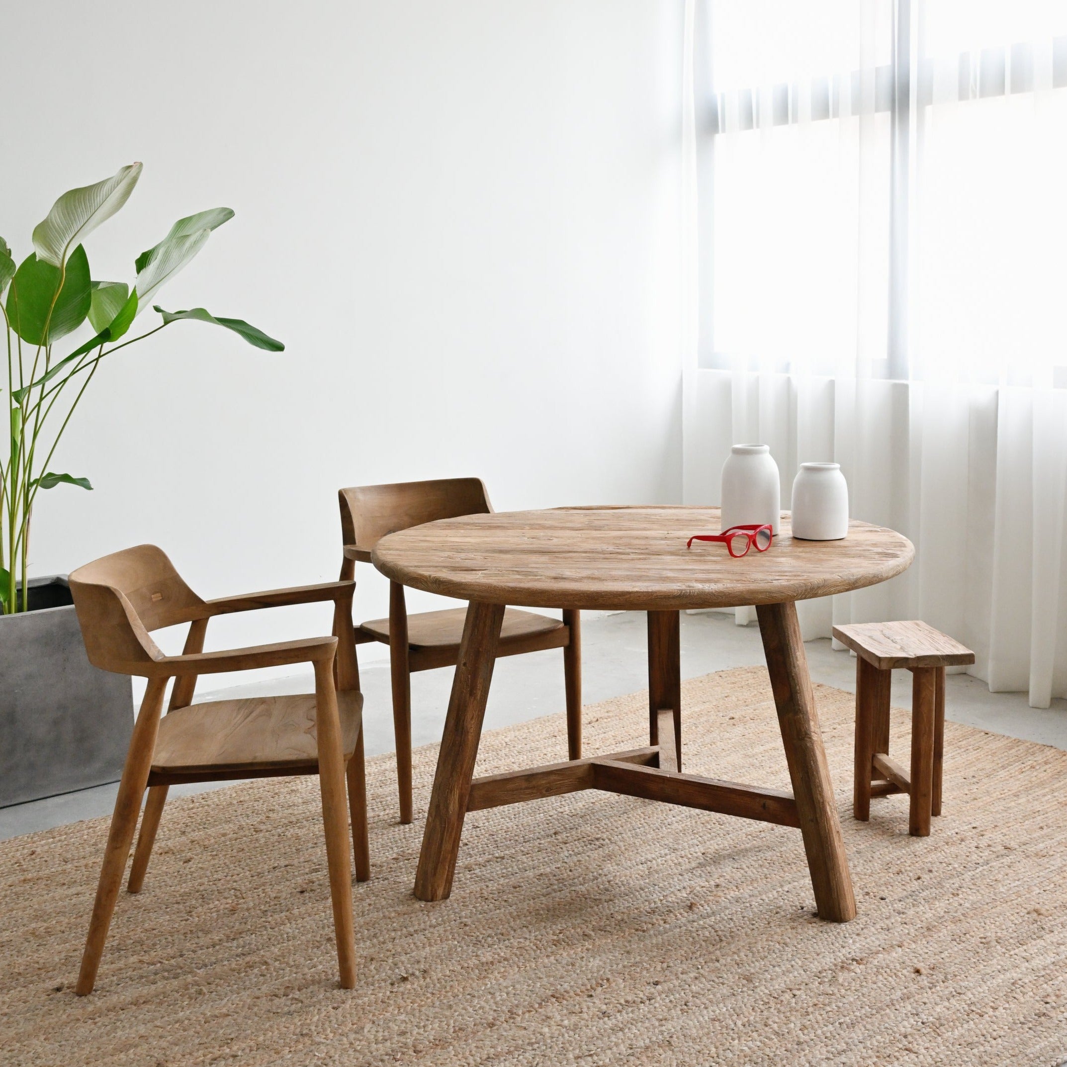 Rustic Round Teak Dining Table