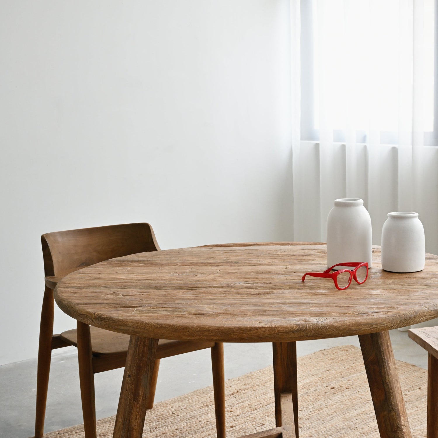 Rustic Round Teak Dining Table