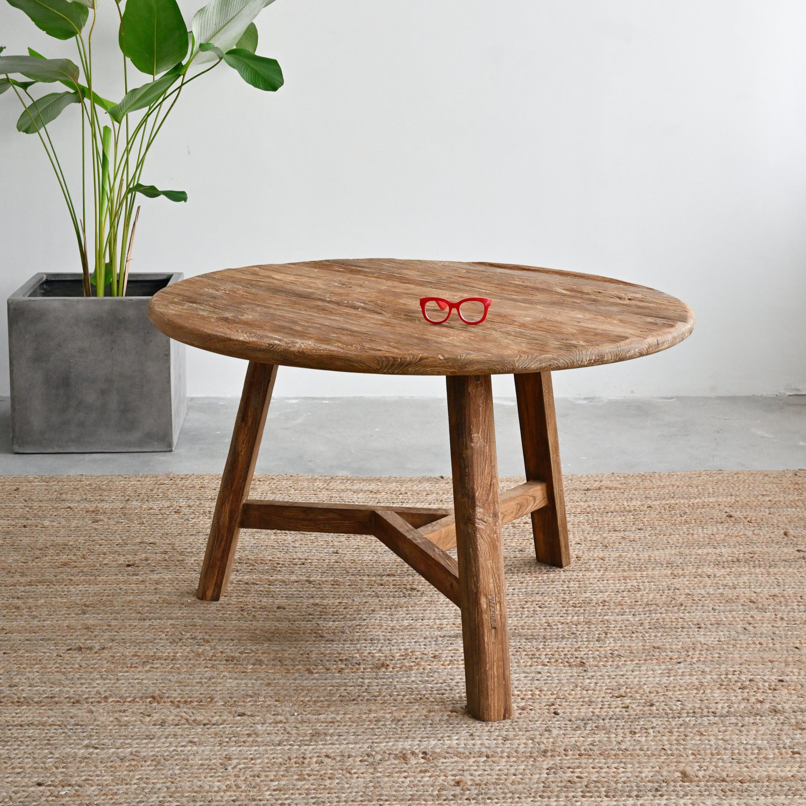 Rustic Round Teak Dining Table