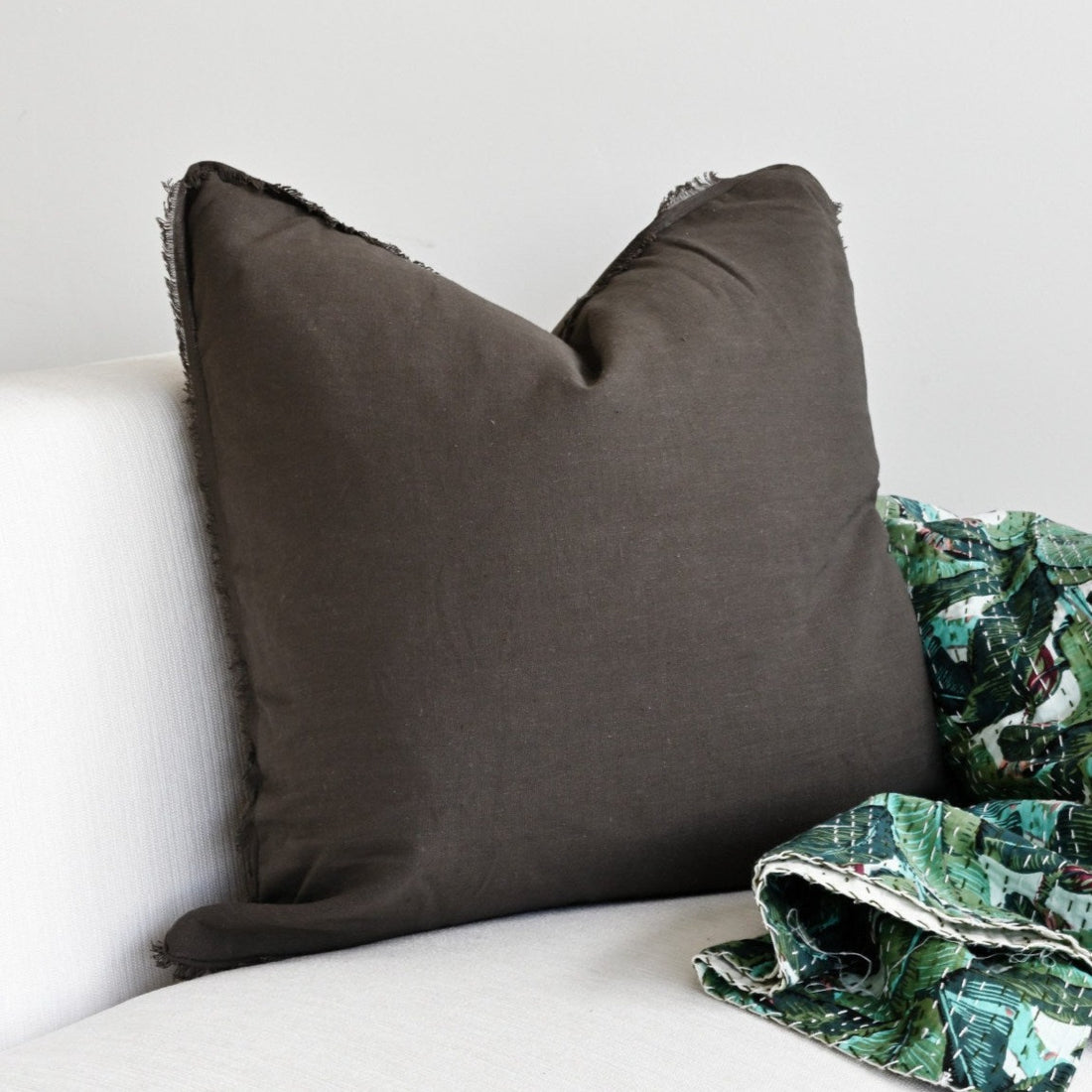 Charcoal Freya Linen Cushion