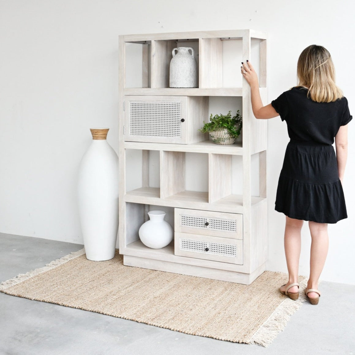 Gili Rectangular Bookshelf - White Wash