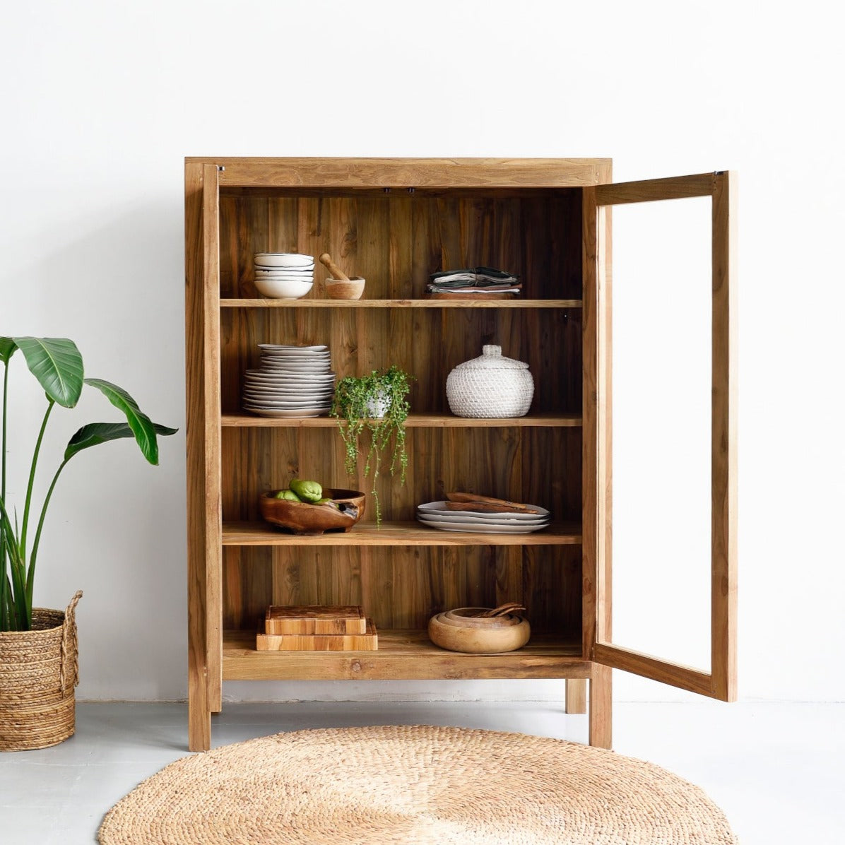 Reclaimed Teak Glass Cabinet