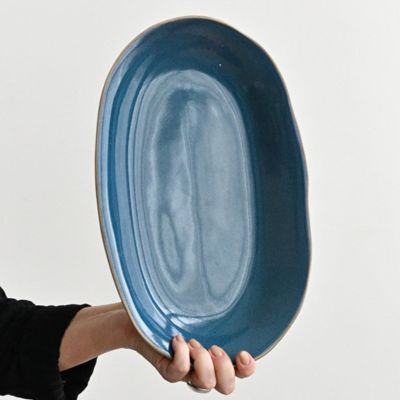 Glossy Byzantine Blue Serving Plate (15&quot;)