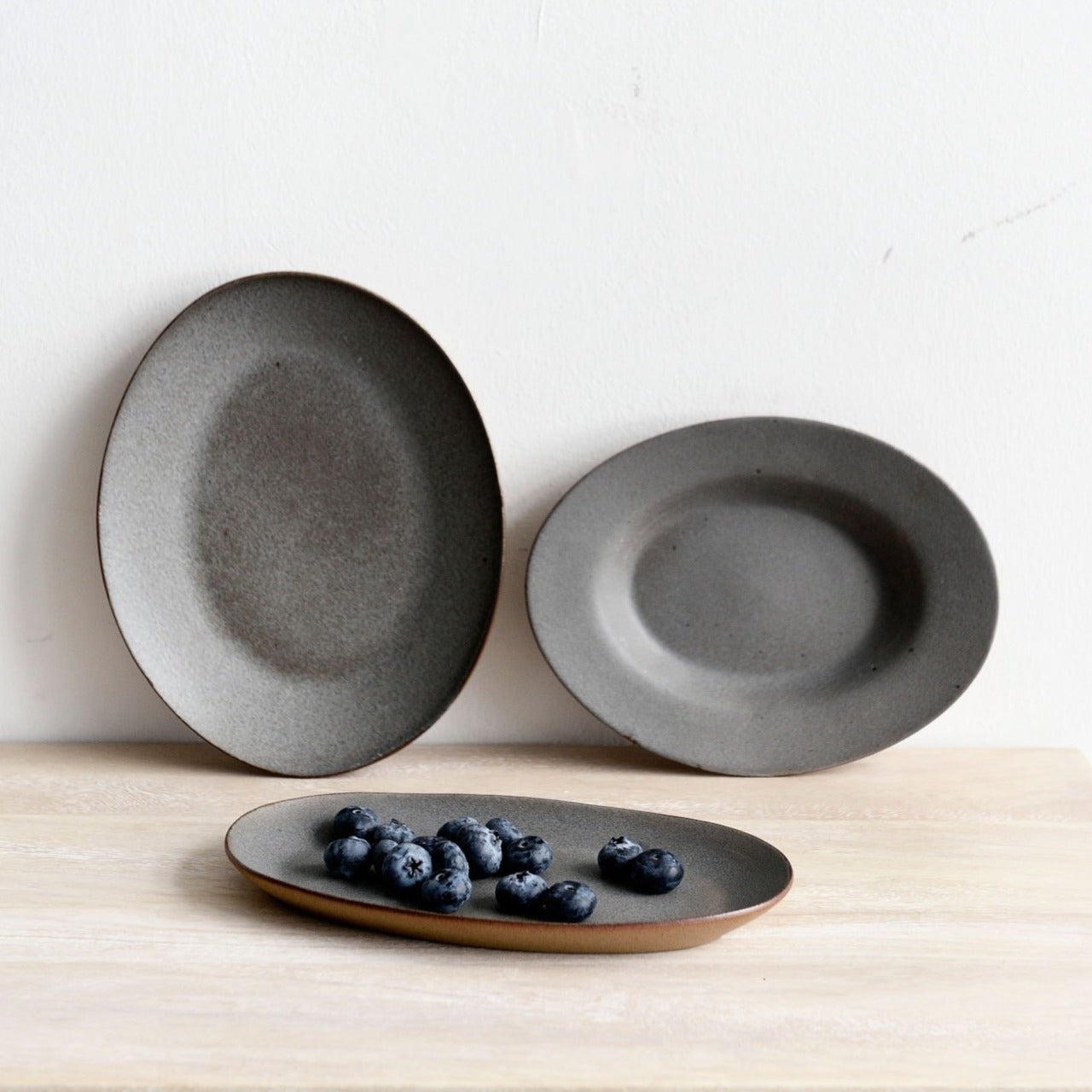 Matte Slate Grey Long Oval Plate