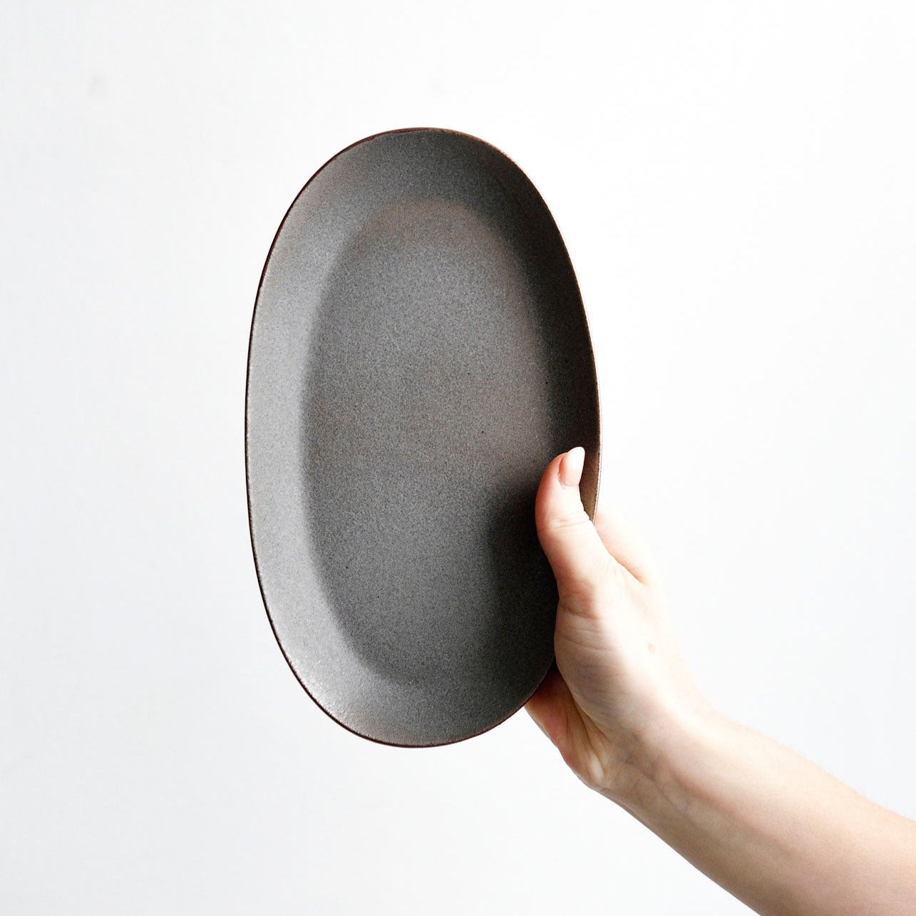 Matte Slate Grey Long Oval Plate