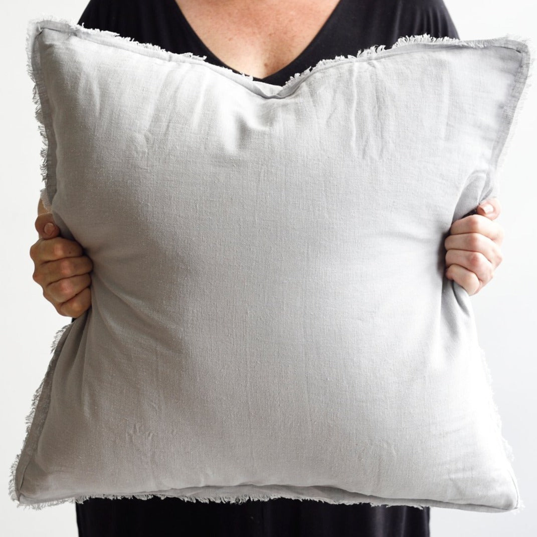 Light Grey Freya Linen Cushion - Square