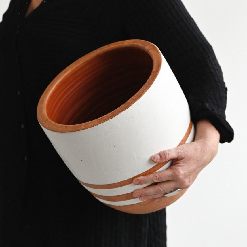 Mozambique Pot - Terracotta Stripes