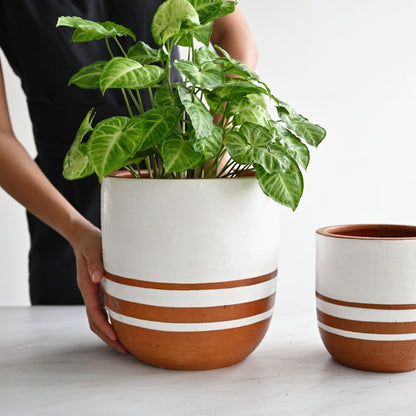 Mozambique Pot - Terracotta Stripes