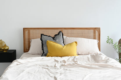 Mustard Freya Linen Cushion Cover - 60cm x 35cm