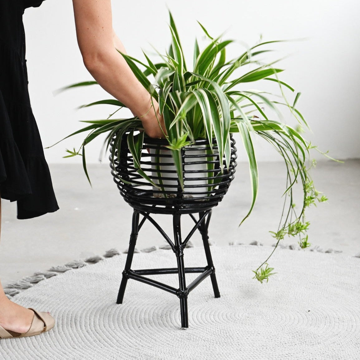 Nongphu Rattan Planter - Black