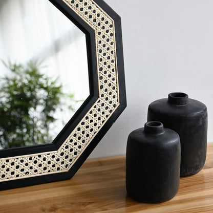 Octagon Rattan Mirror