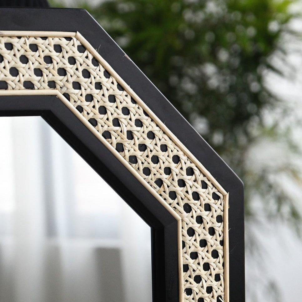 Octagon Rattan Mirror