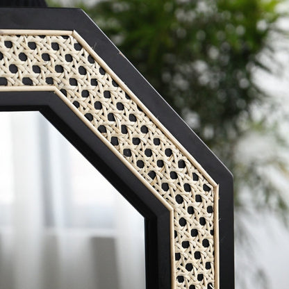 Octagon Rattan Mirror