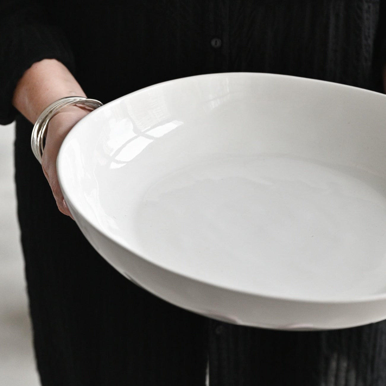 Organic Shaped White Serving Bowl (14&quot;)