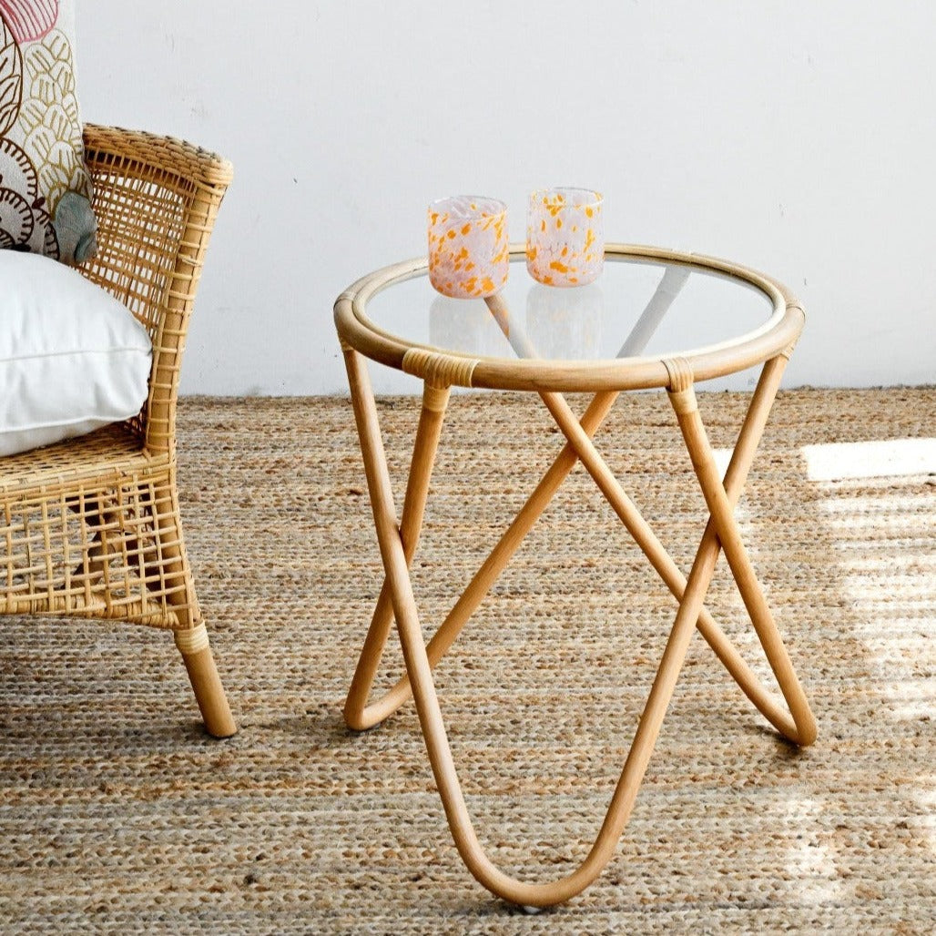 Oxygen Side Table with Glass - Natural