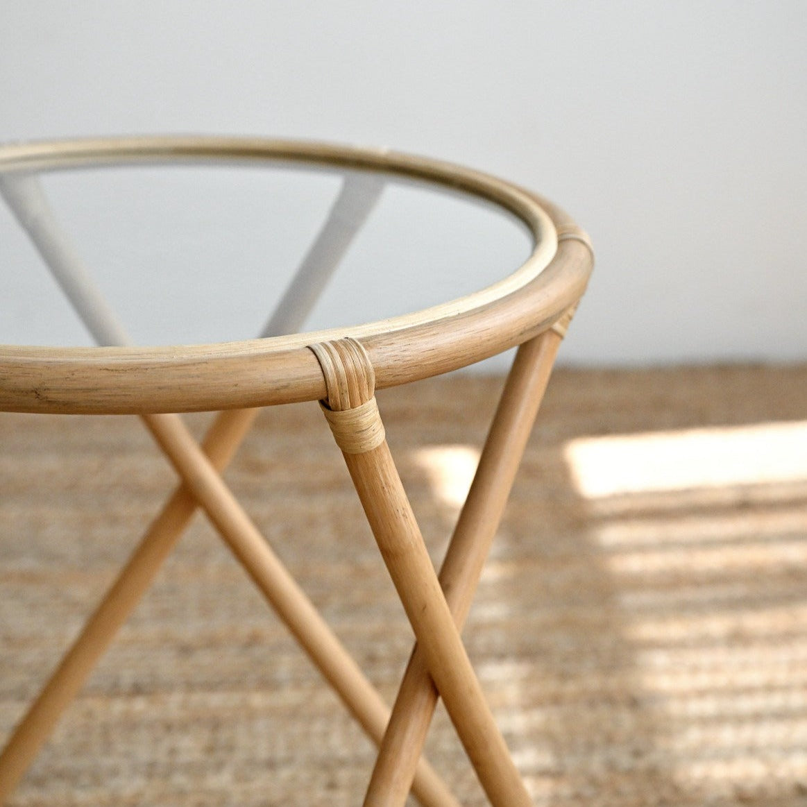 Oxygen Side Table with Glass - Natural