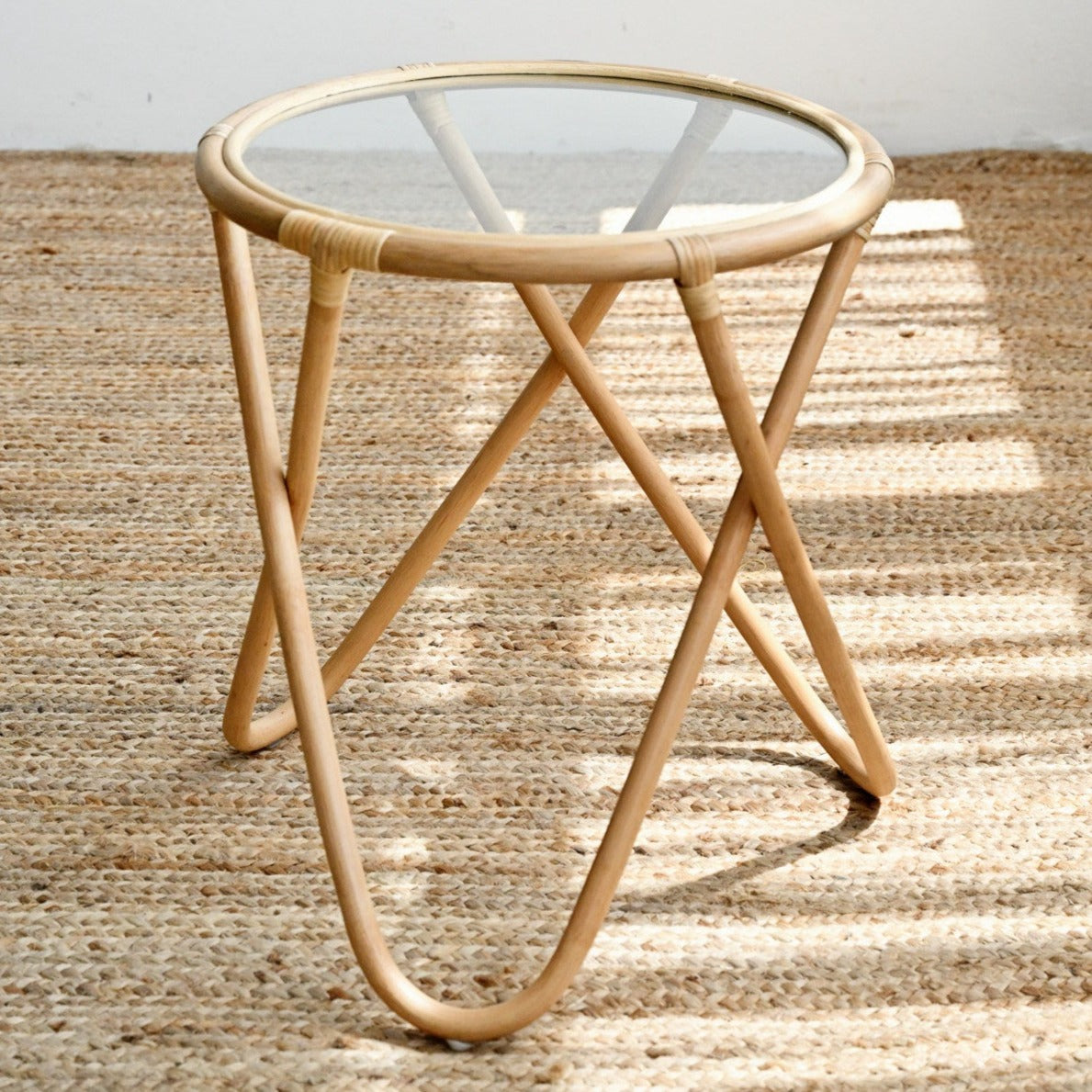 Oxygen Side Table with Glass - Natural
