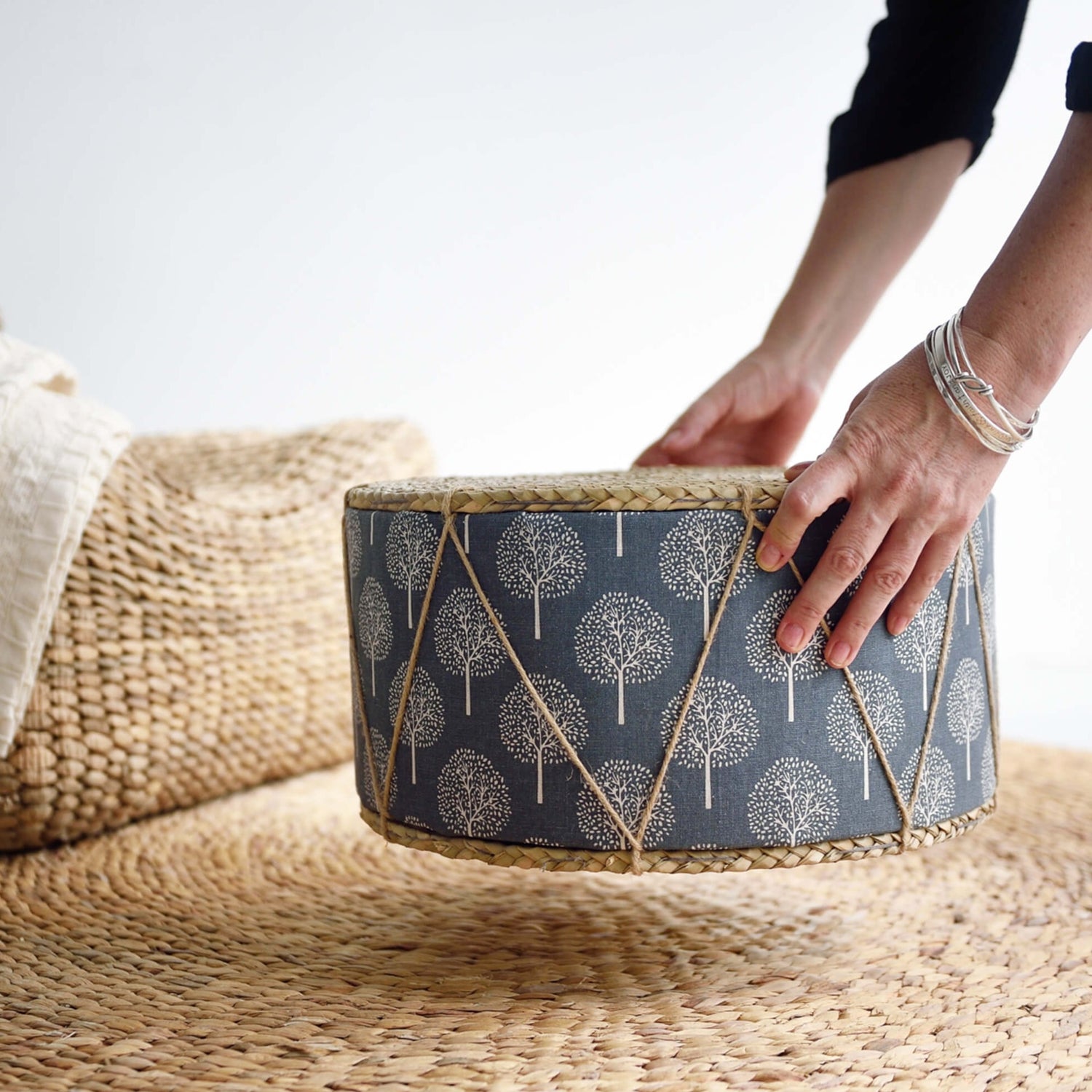 Blue Orchard Pouffe - Cushions and Throws
