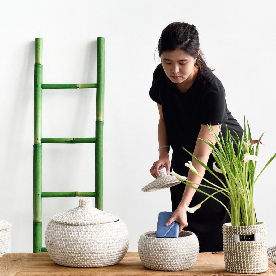 Pagoda Basket - White Wash