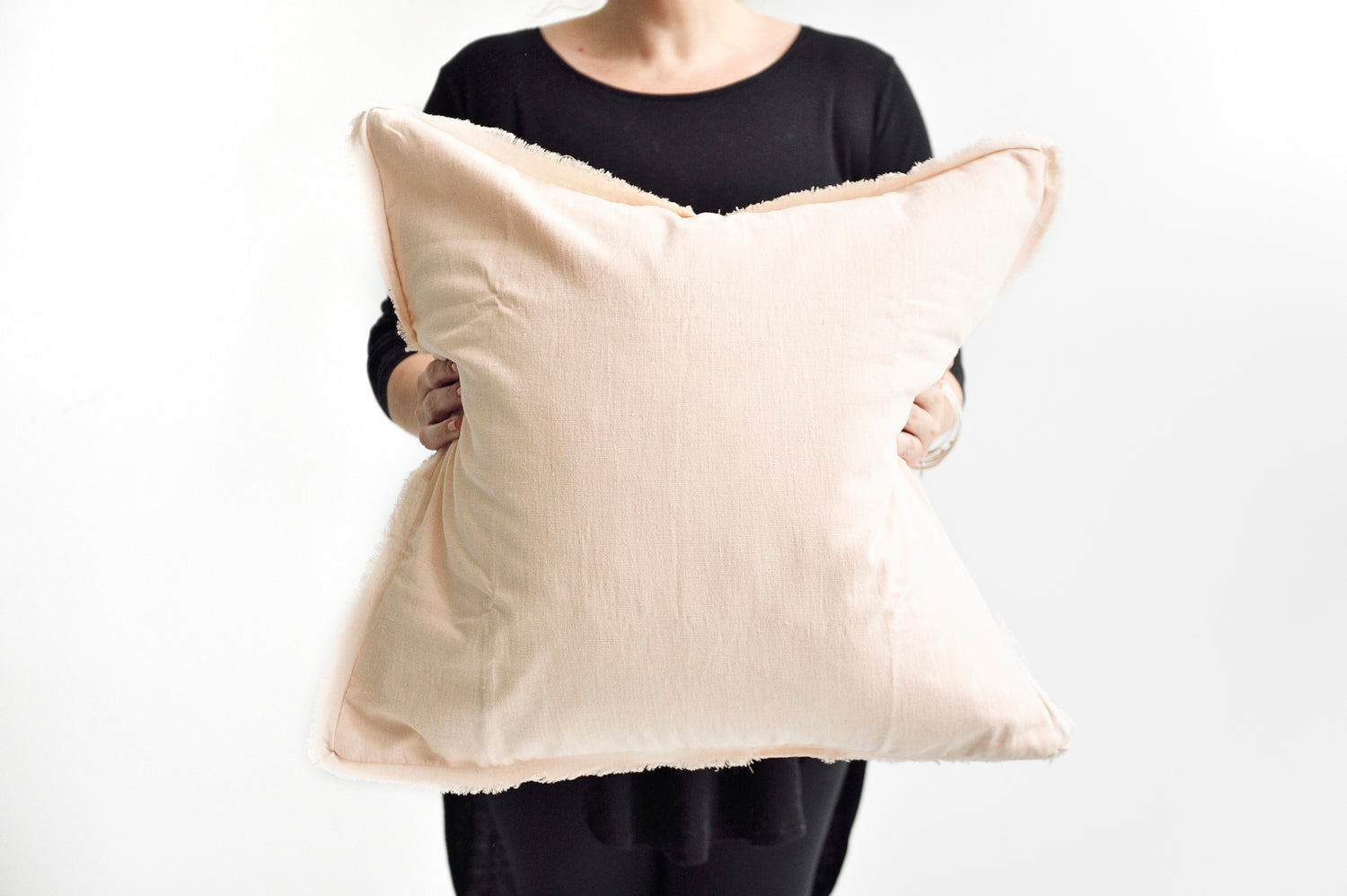 pink freya linen cushion
