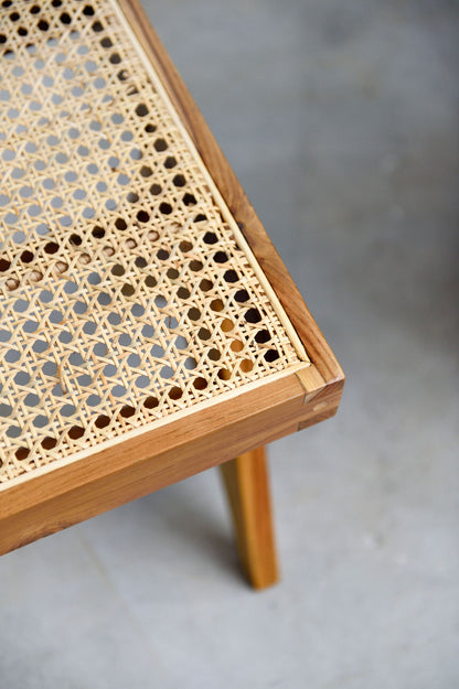 Teak and Rattan Bench