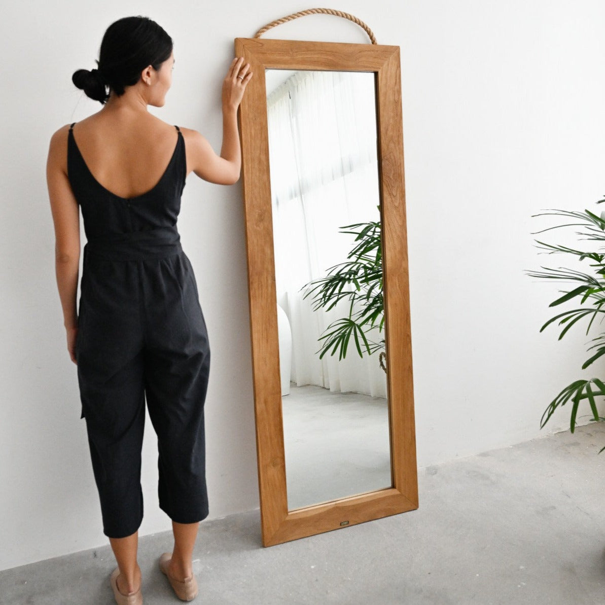 Solid Teak Mirror Long