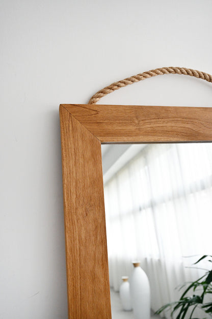 Solid Teak Mirror Long