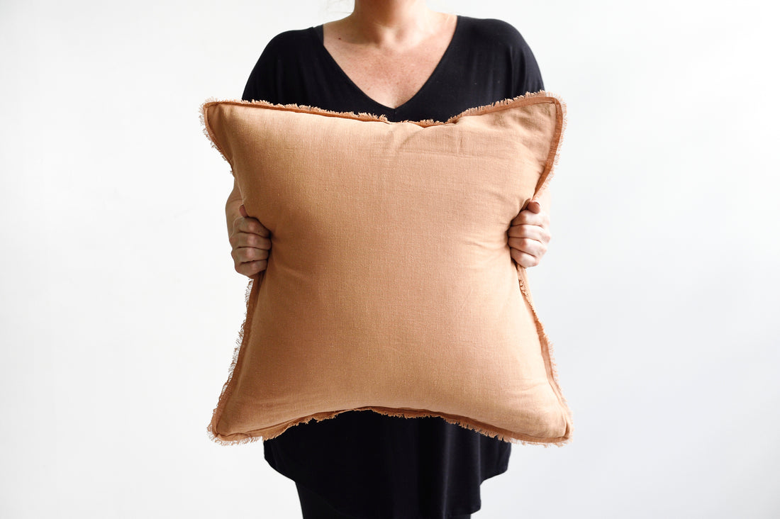 Tobacco Freya Linen Cushion - Square