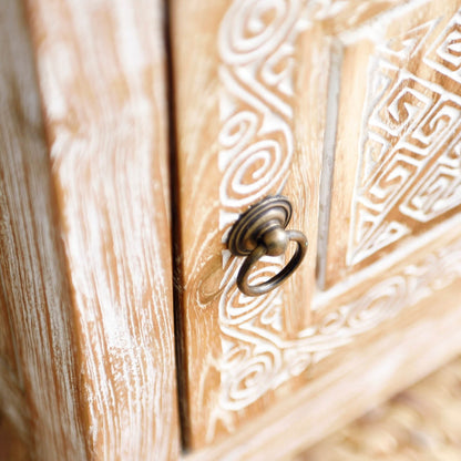 Tribal Bedside Table - White Wash